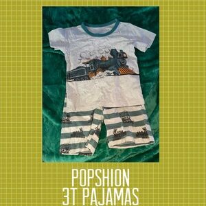 Train Pajama Set - White and Green